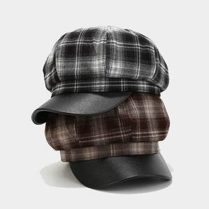 หมวกทรงนิวส์บอยสไตล์วินเทจญี่ปุ่นปี 2024 ลายตาราง 8 ชิ้น แฟชั่นลายสก็อตสำหรับผู้หญิง - Product Image 2