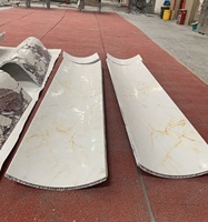Dalle de marbre blanc naturel poli et courbé, panneau de placage mince en pierre composite légère pour revêtement mural architectural