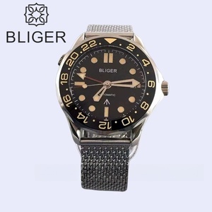 Đồng hồ đeo tay cơ học mới 41mm cho Nam, phong cách kinh doanh, kính sapphire dg3804 GMT, khung xoay - Product Image 1