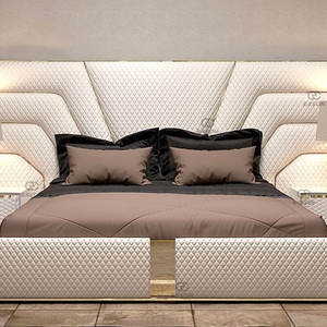 Cama <span class=keywords><strong>King</strong></span> de Cuero Moderna de Lujo de 3m, Cama <span class=keywords><strong>King</strong></span> de Madera Maciza de 2.2*4, Cama Doble de Acero Inoxidable Simple y Moderna Europea - Product Image 4