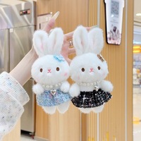 Porte-clés Lapin en Peluche Style Chic, Pendentif de Sac Adorable Lapin en Peluche, Jouet Doux en Peluche, Poupée pour Machine à Pinces, Vente en Gros