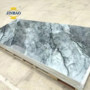 JINBAO Alta Qualidade Decorativa Mármore Alternativa PVC UV Mármore Folha Revestimento uv Painel De Parede pvc mármore folha