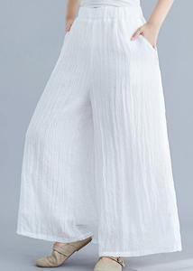 MANNI-<span class=keywords><strong>Pantalones</strong></span> de pierna ancha de algodón blanco para <span class=keywords><strong>mujer</strong></span>, <span class=keywords><strong>pantalones</strong></span> holgados <span class=keywords><strong>chinos</strong></span> de yoga, novedad de verano - Product Image 5