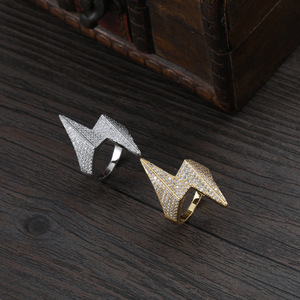 Special and <strong>Unique</strong> <strong>Lightning</strong> Pave Setting With Iced Out Hip Hop Ring - Product Image 3