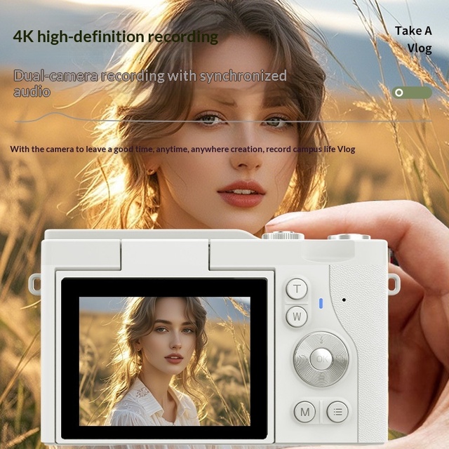 New Student Selfie Camera Retro CMOS HD Flip Screen Entry-Level 4K High Pixel Dual Camera Light Electronic Image Stabilization