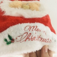 Chapeau de Père Noël personnalisé unisexe en peluche courte, rouge et blanc, en velours, avec logo, vente en gros, pour fêtes de Noël, approvisionnement en vrac, en stock