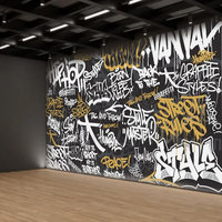 Papier peint 3D rétro graffiti hip-hop street dance, toile de fond pour studio de danse, papier peint style industriel pour salle de sport, bar musical