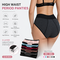 Braguitas Menstruales de Cintura Alta para Mujer, Transpirables, Suaves, de Viscosa y Elastano, de 3 Capas, a Prueba de Fugas, para Uso Diario