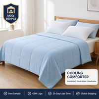 Couette rafraîchissante taille Queen GentleSoft, anti-humidité, respirante, légère, en nylon, double face, pour l'été, usage domestique