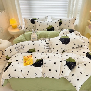 4피스 레인보우 컬러 침구 세트 퍼 벨벳 플러피 플러시 소프트 럭셔리 침대 시트 4종 따뜻한 시트 세트 침대 커버 대량 상품 - Product Image 3