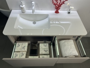Gabinete de Baño de Madera de Roble Gris Milán de 100 cm con Espejo Antivaho e Iluminación LED - Product Image 4