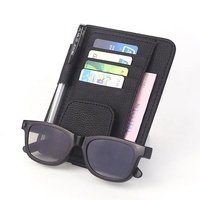 PU Kulit Auto Visor Tas Penyimpanan Mobil Sunvisor Dompet Kartu Tas Tagihan Pena Kacamata Bingkai Pemegang Menyimpan Merapikan Truk Organizer
