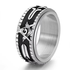 แหวนแฟชั่นสแตนเลส 316L สไตล์วินเทจ แหวนศาสนา แหวนเมสัน แหวนเรโทรพังก์ แหวนผู้ชาย - Product Image 3