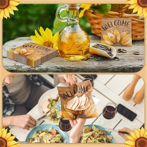 <span class=keywords><strong>WELLPAPER</strong></span> 60 Serviettes en Papier Jetables Colorées à 2 Plis, Motif Tournesol, 4 Pliages, 5 x 5 Pouces, pour Desserts et Boissons - Product Image 3