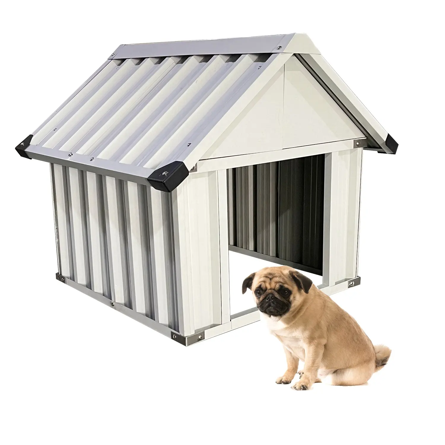 Casa de cachorro pequena para jardim de quintal, impermeável, metal durável, interior e exterior