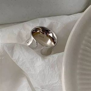 LT-844 versione coreana singolo anello sottile S925 argento concavo-convesso liscio aperto-Top elegante Hip-Hop dito indice - Product Image 4