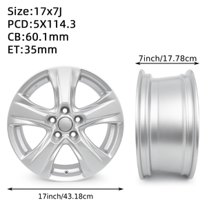 Envío Gratis, Ruedas para Automóvil de Pasajeros de 17 Pulgadas, 5X114.3, 17x7J, ET35, Plateadas, Llantas de Repuesto para Toyota <span class=keywords><strong>RAV4</strong></span> 2019 2020 2021 2022 <span class=keywords><strong>2023</strong></span> - Product Image 5
