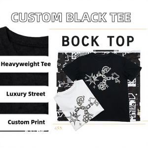 เสื้อยืดคอตตอน 100% หนานุ่ม สีดำ สำหรับผู้ชาย แบบถักด้านหน้า พิมพ์ลาย DTG สไตล์สตรีทแวร์ - Product Image 2
