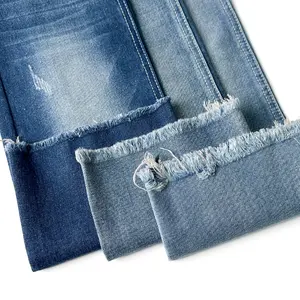 Tecido jeans OE de baixo preço em estoque tecido vintage com tecido jeans não elástico azul profundo para fábrica de roupas com estoque