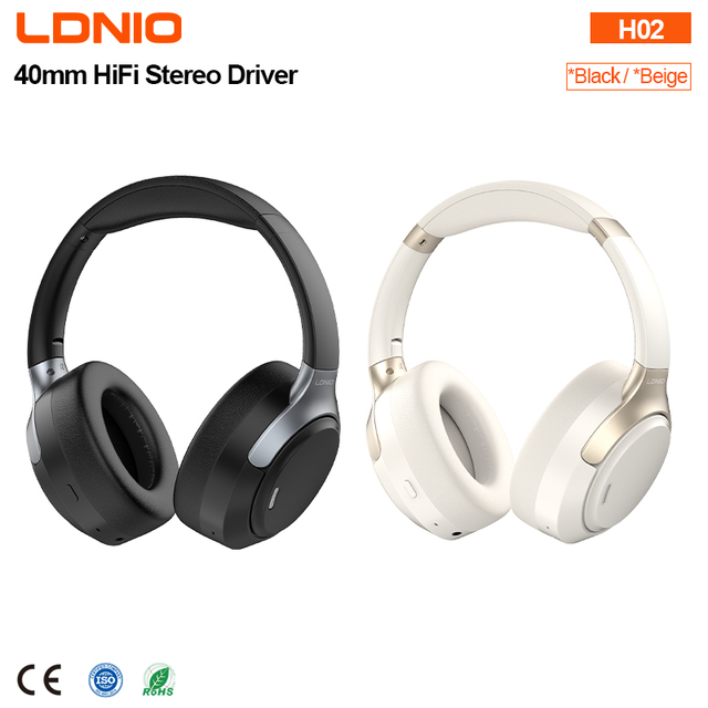 LDNIO H02 On-Ear Wireless Headphones Bluetooth V5.4 49H Playtime 40mm Driver HiFi Stereo Over Ear Headset CE ROHS Certified