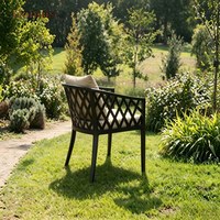 Fauteuil de jardin moderne en aluminium massif, résistant aux intempéries, léger, avec coussin en mousse à mémoire de forme, pour terrasse, jardin, parc, hôtel