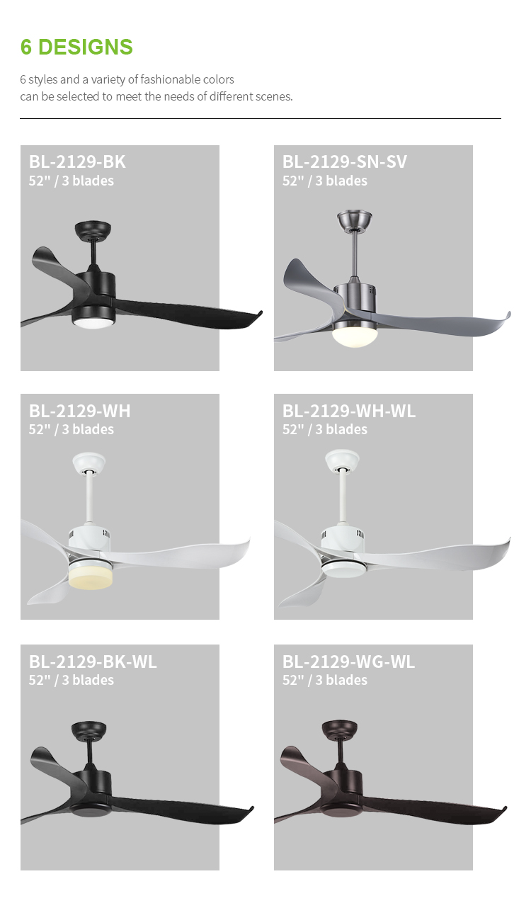 Breezelux 52 inch 3 ABS blades modern style hotel ceiling fan Chandeliers made in china