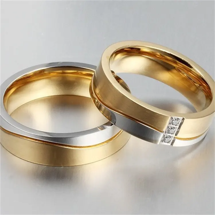 ออกแบบใหม่แหวนหมั้นผู้หญิงผู้ชายแหวนคู่ยอดนิยมแหวนแต่งงานสแตนเลสเครื่องประดับแฟชั่น