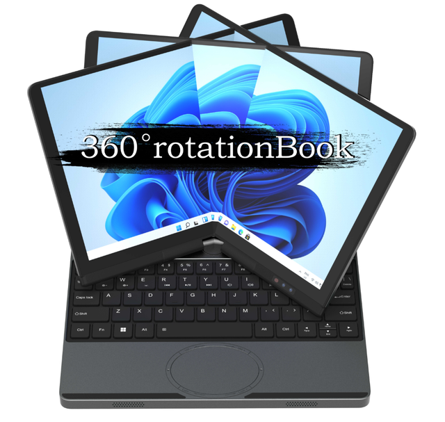 Touch Screen Laptop 10.5 Inch 360 Degree Rotation Laptop Win11 Pro Intel N150 Lightweight Mini Portable Laptop Face Recognition