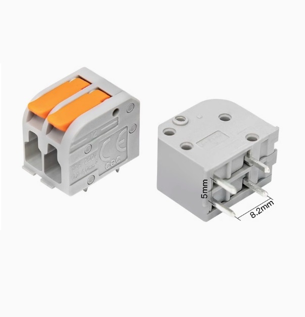 5.0mm High-Power Straight Pin 2 3 4 5 12P Quick Connect Spring Press Type PCB Wiring Terminal in Gray Green Blue