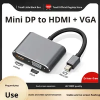 Mini DisplayPort dan USB C ke HDTV VGA Adapter Output Monitor Ganda dengan Pengiriman Daya untuk Docking Laptop MacBook Pro