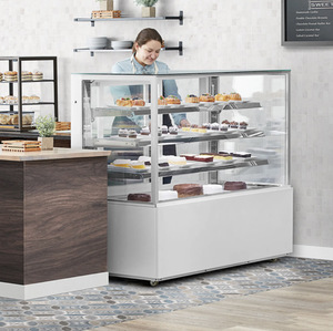 Vitrine <span class=keywords><strong>réfrigérée</strong></span> pour boulangerie à température unique, noire, verticale, à angle droit, avec éclairage LED - Product Image 2
