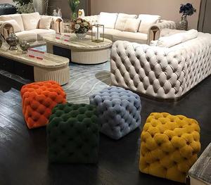 Pouf carré en tissu avec boucle de tirage, <span class=keywords><strong>tabouret</strong></span> à chaussures, <span class=keywords><strong>tabouret</strong></span> de maquillage pour salon, <span class=keywords><strong>tabouret</strong></span> carré - Product Image 4