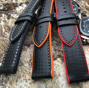 High Grade Carbon Fiber Hybrid Watch Straps Genuine Leather+Waterproof Fkm Rubber Strap Wholesale Custom 18/20/22/24mm - Product Image 4
