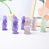 Fluorite naturelle sculptée en forme de macaron, ange, fille en prière, cristal, décoration de bureau, décoration de la maison, méditation, souvenir d'anniversaire