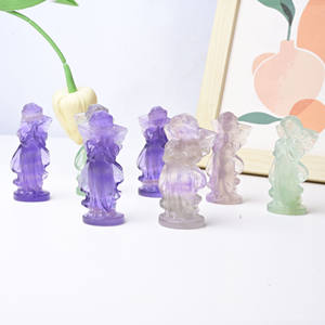 Fluorita Natural Tallada en Forma de Macarrón, Ángel Orando, Cristal, Decoración de Escritorio para el Hogar, Meditación, Recuerdo de Cumpleaños - Product Image 2