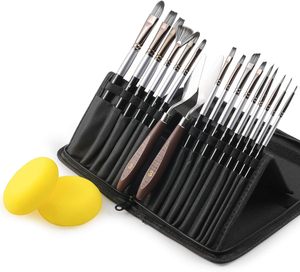 Ensemble de 18 pinceaux de dessin en <span class=keywords><strong>acrylique</strong></span> aquarelle avec poignée en nylon pinceau d'artiste avec sac éponge <span class=keywords><strong>couteau</strong></span> à palette - Product Image 1