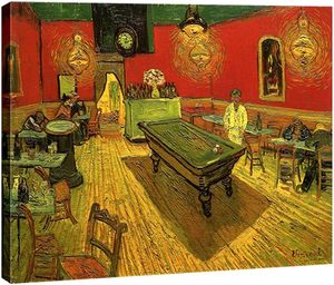 Reproduction sur toile <span class=keywords><strong>de</strong></span> la célèbre peinture à l'huile La Nuit à la Caffèterie du Place Lamartine à <span class=keywords><strong>Arles</strong></span> <span class=keywords><strong>de</strong></span> Van Gogh, 100% peinte à la main - Product Image 1