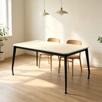 Table à manger industrielle moderne, pieds en métal, design rectangulaire robuste, plateau en mélamine, couleur personnalisée pour le mobilier de salle à manger