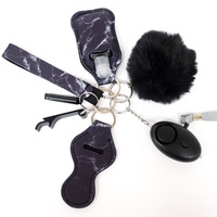 Kit d'alarme personnel rose en gros, porte-clés d'auto-défense pour femmes, ensemble d'accessoires