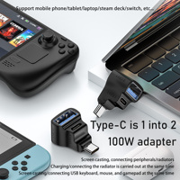 Konverter Transfer Data cepat 20Gbps, adaptor perempuan 2 in 1 Tipe C ke USB a tipe-c 100W 20Gbps untuk Gamer Audio 8K