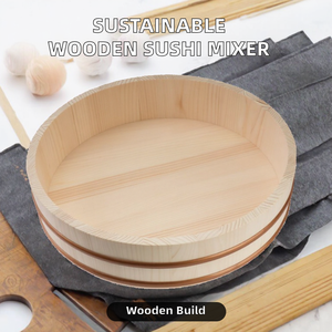 Contenedor de mezcla de <span class=keywords><strong>sushi</strong></span> Hangiri de madera respetuoso con el medio ambiente Cubo de arroz de bambú sostenible para cocina y kit de <span class=keywords><strong>sushi</strong></span> - Product Image 2