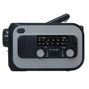 Radio DE EMERGENCIA AM/FM/WB/NOAA de banda completa con linterna de alarma SOS y reloj Altavoz grande de energía solar con manivela manual - Product Image 2