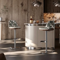 Tabouret de bar pivotant réglable en hauteur, style italien, luxe léger, moderne, pour usage domestique, chaise en métal et tissu
