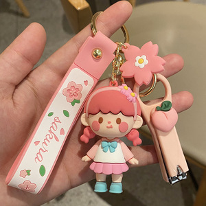 Nuevo Llavero 3D de Dibujos Animados 2025, Lindo, de PVC, Recargable, Ecológico, con Diseño de Niña con Cola de Caballo y Falda Rosa, Muñeca Sakura - Product Image 6