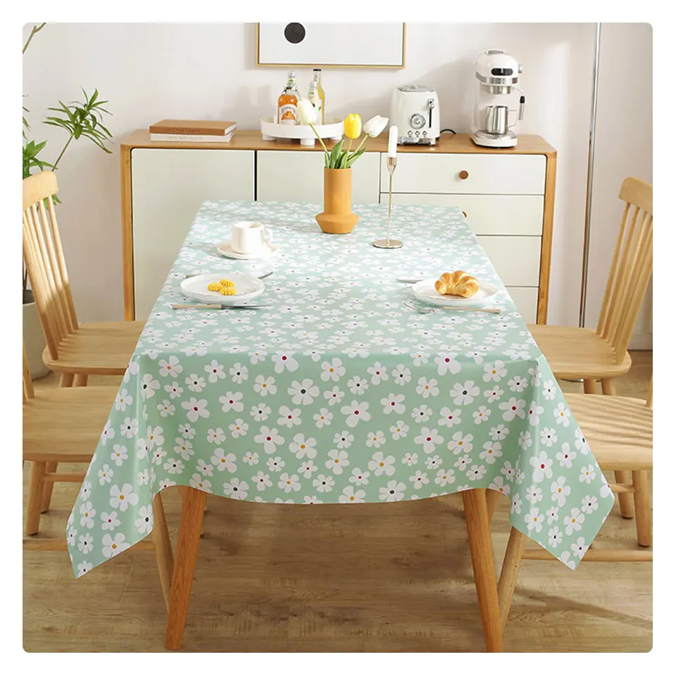 Hot sale PVC printed round tablecloth Non-woven Backing round tablecloth for events party