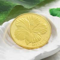 Koin Token Logo Huruf Embos Bunga Lapis Emas Mengkilap Koin Logam Paduan Seng Dua Sisi Koin Koleksi