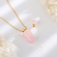 Haute qualité pierre de cristal naturel diffuseur d'huile essentielle Quartz rose bouteille de parfum pendentif collier pour les femmes