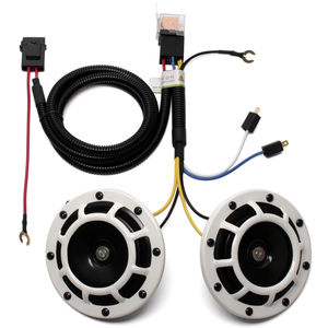 F-FARBIN Klaxons 12V electriques de Voiture en Metal Calandre Haute et Basse Tonalite Kit Klaxons Relais avec Faisceau de Cable - Product Image 1