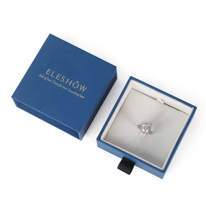 Factory Custom Logo Luxury Blue Drawer Jewelry Box with Velvet Insert Paper Cardboard Packaging for Necklace Ring <b>Gift</b> - Product Image 3