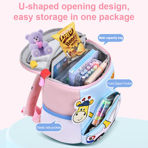 Sac à dos d'école maternelle 1-6 ans unisexe, motif dessin animé voiture, léger, protection dorsale en néoprène - Product Image 3